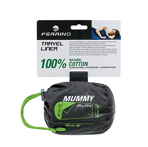 Ferrino Travel Mummy, Sacco Lenzuolo Bianco, 220x80x50 cm