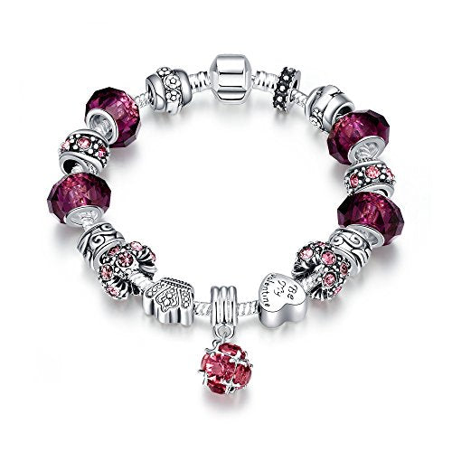 LDUDU Bracciale Charms da donna in argento con charms vetro di... - Ilgrandebazar