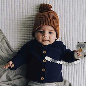 Catenella Portaciuccio Catena Bambino Ciuccio Clip Procione Grigio Verde - Ilgrandebazar