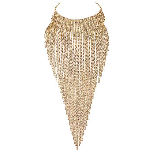 EVER FAITH Collana Donna, Cristallo Bib Statement Lunga Trasparente Oro Fondo - Ilgrandebazar