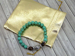 Bracciale per gli uomini in perle Turchese ricostituito e perla di occhio di... - Ilgrandebazar