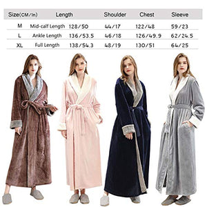Vestaglia Lunga Donna in Pile con Cintura, Accappatoio da L, Marina