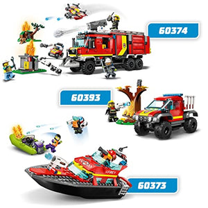 LEGO CITY 60373 La barca di salvataggio dei pompieri, giocattolo galleggiante, jetpack e minifigurine