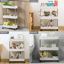 Carica l'immagine nel visualizzatore di Gallery, DoDuo Carrello portaoggetti per scaffalature su ruote, carrello portaoggetti a 3 ripiani, carrello scorrevole e scorrevole, carrello portaoggetti mobile