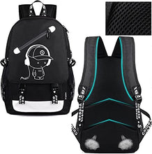 Carica l'immagine nel visualizzatore di Gallery, Hjkiopc Zaino per la scuola,con porta di ricarica USB,con serratura,luminoso,per computer portatile,borsa a tracolla in tela per ragazze,ragazzi,adolescenti, zaino all'aperto(Nero)