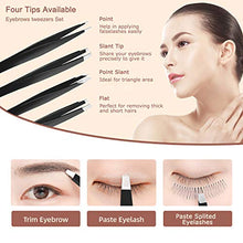 Carica l&#39;immagine nel visualizzatore di Gallery, Rymall 6PCS Set di Pinzette per Sopracciglia, Acciaio inox per...