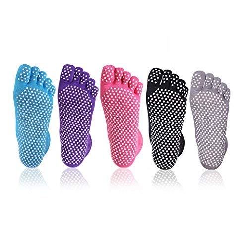 XLKJ 5 Paia di Calzini Antiscivolo con Dita,Yoga,Pilates,Balletto Calze per...