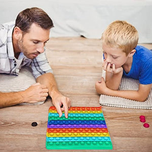 Pop it 10x10 con Il Numero,l’arcobaleno popit Gioco,poppit Giocattoli per ridurre lo stress dei bambini e degli adulti,Grande Quadrato Fidget Toys,Gigante da 100 pupit,da Fidget Toys Set (100 pupit)