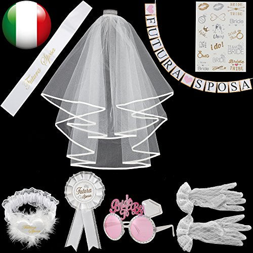 Meteor 8 Pezzi Gadget Addio Nubilato per Sposa Satin Sash,Striscione con...