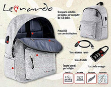 Carica l&#39;immagine nel visualizzatore di Gallery, Leonardo Zaino Casual Classico con Lucchetto, Imbottito per Tablet, Nero