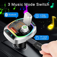 Carica l'immagine nel visualizzatore di Gallery, Trasmettitore FM Bluetooth, Transmitter Bluetooth Vivavoce 5.0 con 7 Colori...