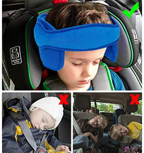 Carica l&#39;immagine nel visualizzatore di Gallery, Fascia Testa Seggiolino Auto,Supporto Bambini Cuscino da Viaggio Blu