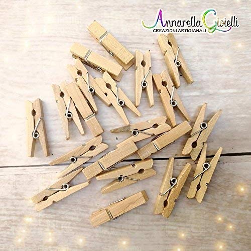 40 pezzi Mollette in legno naturale, 3,5 centimetri, confettata, avana,... - Ilgrandebazar