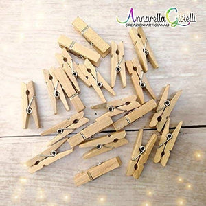 40 pezzi Mollette in legno naturale, 3,5 centimetri, confettata, avana,... - Ilgrandebazar