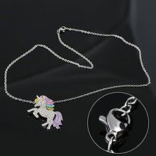 Carica l'immagine nel visualizzatore di Gallery, Naler Collana pendente con unicorno, Ciondolo ciondolo in argento con... - Ilgrandebazar