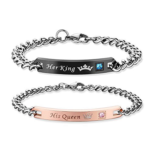 His Queen Her King Set Coppia Bracciali per Lui e Lei - Ilgrandebazar