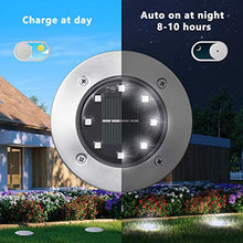 Carica l'immagine nel visualizzatore di Gallery, BrizLabs Luci Solari Giardino Esterno, 8 LEDs Luce Sepolta Lampada Solare da Esterno Faretti Led Solari Impermeabile IP65 Luci Terra Giardino per Prato Vialetto Scala Paesaggio, Bianco Freddo 8 Pezzi
