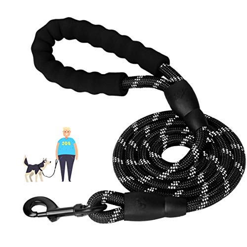 Nasjac Guinzaglio per Cani, guinzaglio addestramento 5FT Nero