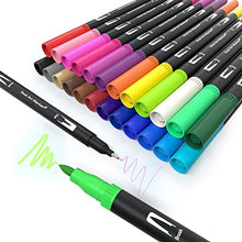 Carica l&#39;immagine nel visualizzatore di Gallery, MISDUWA Brush Pen Lettering, 24 colori Pennarelli Punta Fine 0,4 mm e 1-2mm Punta Pennello, Pennarelli Journal, Colorare e Disegnare,Schizzi