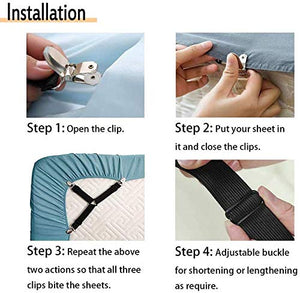 Felly Clip Lenzuola 4 Pezzi Bretelle Regolabili Tipo Lungo-bianco