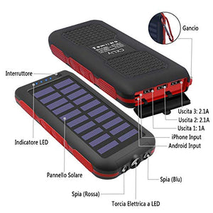 CXLiy Powerbank Solare Caricabatterie Portatile 25000 mAh Grande... - Ilgrandebazar
