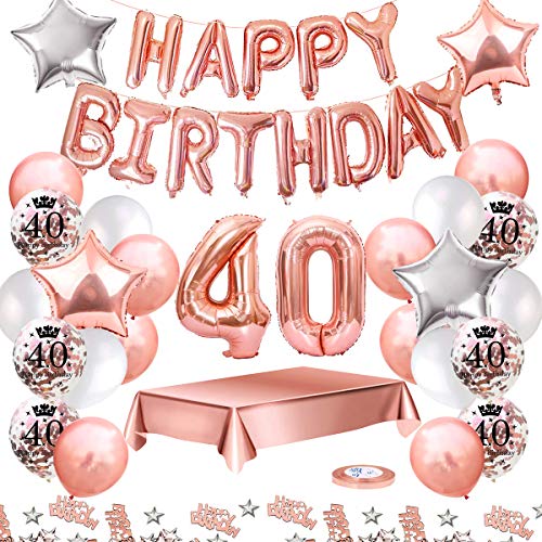 MMTX Palloncini Compleanno 40 Anni Oro Rosa Decorazioni per Feste...