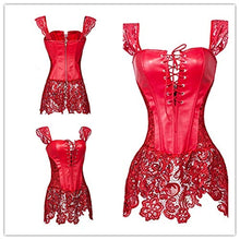 Carica l&#39;immagine nel visualizzatore di Gallery, SxyBox Donna Pelle delle di Overbust Corsetto con Pizzo EU 40-42/2XL, Rosso - Ilgrandebazar