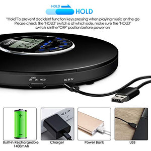 Gueray Lettore CD Portatile Bluetooth con Batteria al litio 1400 mAh...