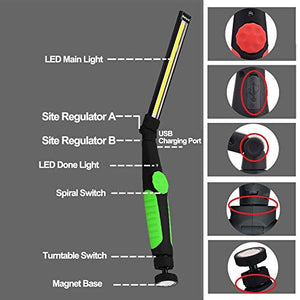 Lampada da Lavoro LED Ricaricabile Magnetica Portatile Professionale Verde