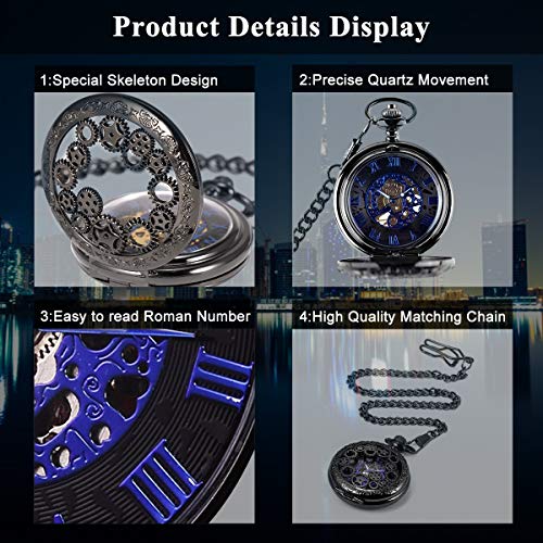 JewelryWe Orologio da Tasca a Quarzo Quadrante Numero con Collana in Lega Disegno Drgao Colore bronzo,Orologio Gotico,Regalo per Uomo Donna JewelryWe Orologio da Tasca a Quarzo Quadrante Numero con Collana in Lega Disegno Drgao Colore bronzo,Orologio Gotico,Regalo per Uomo Donna