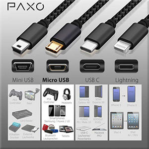 2x 4m cavo di ricarica in 4 metri, 2 x Cavo da USB a Micro USB, nero-blu