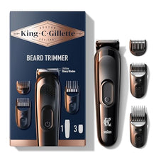 Carica l'immagine nel visualizzatore di Gallery, King C. Gillette Kit Regolabarba Uomo, 1 Testina, 3 Pettini Regolatori, 1 Spazzolina, 1 Caricatore, Rasoio Barba Elettrico, Idea Regalo Uomo Kit Professionale