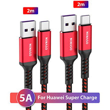 Carica l'immagine nel visualizzatore di Gallery, Nimaso Huawei Cavo USB C 5A[2Pezzi/2M+2M], Type-C 2M+2M, Rosso