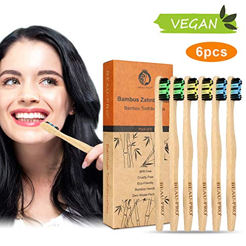 Spazzolino Bamboo, Bamboo Toothbrushes Confezione da 6, - Ilgrandebazar