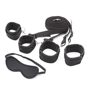 BONDAGERIE® Kit letto con Manette, Morbide e Imbottite, regolabili e Nero - Ilgrandebazar