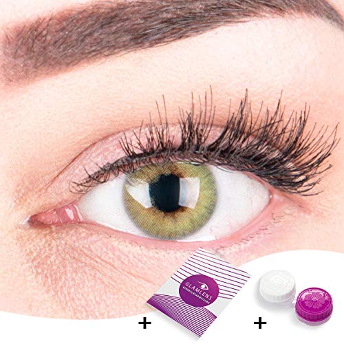 GLAMLENS Lenti a contatto colorate verdi Rose Green - mensili - con porta...