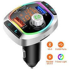 Carica l'immagine nel visualizzatore di Gallery, Trasmettitore FM Bluetooth, Transmitter Bluetooth Vivavoce 5.0 con 7 Colori...
