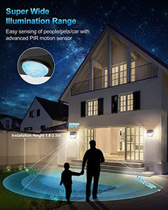 SEZAC Luce Solare Led Esterno【6 Pezzi /3 Modalità】 Illuminazione a 270°Luci Solari Esterno con Sensore di Movimento, IP65 Impermeabile Lampada Solare da Esterno per Giardino, Patio e Garage