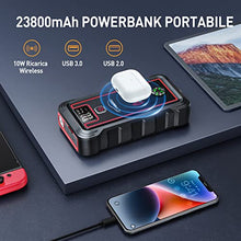 Carica l&#39;immagine nel visualizzatore di Gallery, YABER Avviatore Batteria Auto, 3500A 23800mAh Avviatore Emergenza per Auto (Adatto a Tutti i Veicoli a Benzina o 8.0L Diesel), 10W Caricatore Wireless con Torcia LED, USB C