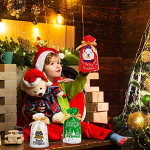 DERAYEE Sacchetti Regalo Natale,34 pezzi Busta Regalo Natalizi con Coulisse,Borsa di Regalo Varie Misure per Feste di Natale(6 stili)
