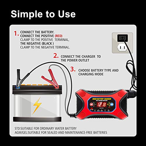Riloer 12V 30A Caricabatteria intelligente LCD per auto Dispositivo di conservazione della batteria Riloer 12V 30A Caricabatteria intelligente LCD per auto Dispositivo di conservazione della batteria