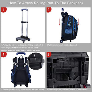 Zaino Trolley,COOFIT Zaini Scuola Trolley Elementare Borsa Con Ruote...