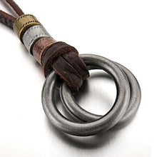 Carica l&#39;immagine nel visualizzatore di Gallery, Mendino Ciondolo da uomo a doppio cerchio in lega d&#39;argento con collana in... - Ilgrandebazar