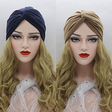 Carica l&#39;immagine nel visualizzatore di Gallery, BEIFON 2 Pezzi Turbante Chemioterapia Donna Copricapo Turbanti Marina+Cachi - Ilgrandebazar