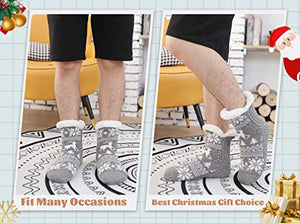 WOTENCE Calze Uomo Invernali Calze a Pantofola Antiscivolo Termiche, Calzini Termici Calde Pile Natalizi, Regalo Uomo Natale Regalo (Christmas Tree)