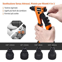 Carica l&#39;immagine nel visualizzatore di Gallery, Rivettatrice Manuale, JUEMEL Pistola per Rivetti con 4 Teste... - Ilgrandebazar