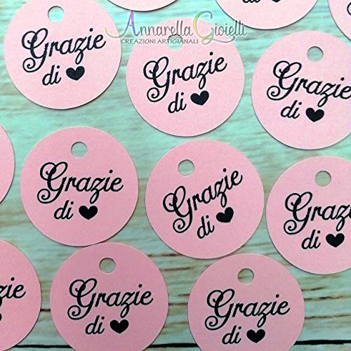 50 pezzi Cartellini Stampati bimba per bomboniera, 3 centimetri, tag Grazie,... - Ilgrandebazar