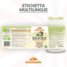 Carica l'immagine nel visualizzatore di Gallery, Olio di Cocco Biologico Vergine 1000 ml. Crudo e Spremuto a Freddo. Organico e Naturale. Bio Nativo e non Raffinato. Origine Sri Lanka. NATURALEBIO