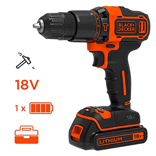 Black+Decker BDCHD18K-QW Trapano/Avvitatore con Percussione, 18 W, 1 Batteria