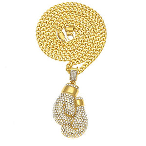 Milky Way, collana con zirconi placcata oro, guanti da boxe, unisex,... - Ilgrandebazar